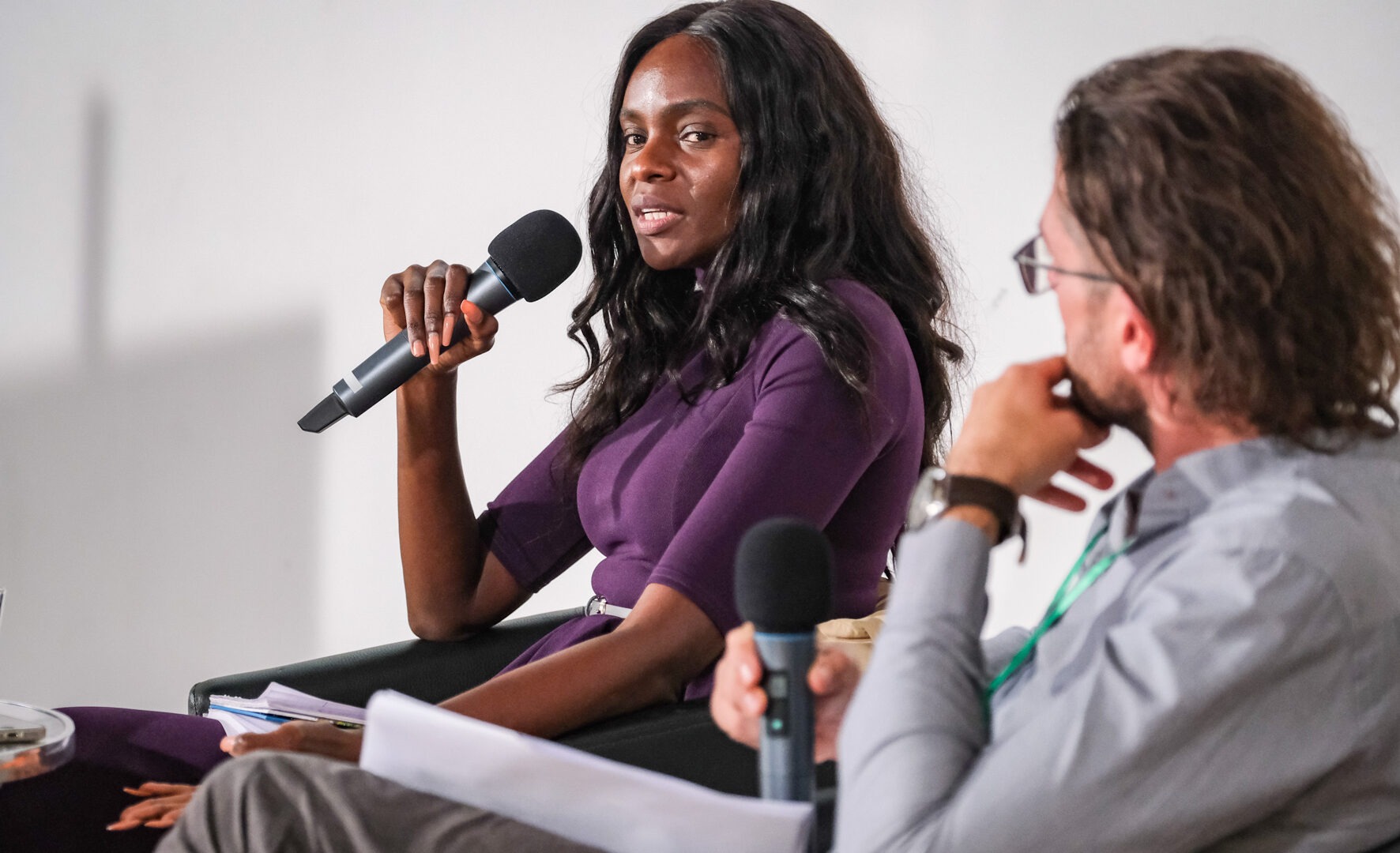 Speaker Grace Awino Head of Protection, Gender and AAP Unit of WFP South Sudan and Chair Haakon Spriewald LNOB Project Coordinator at the panel.