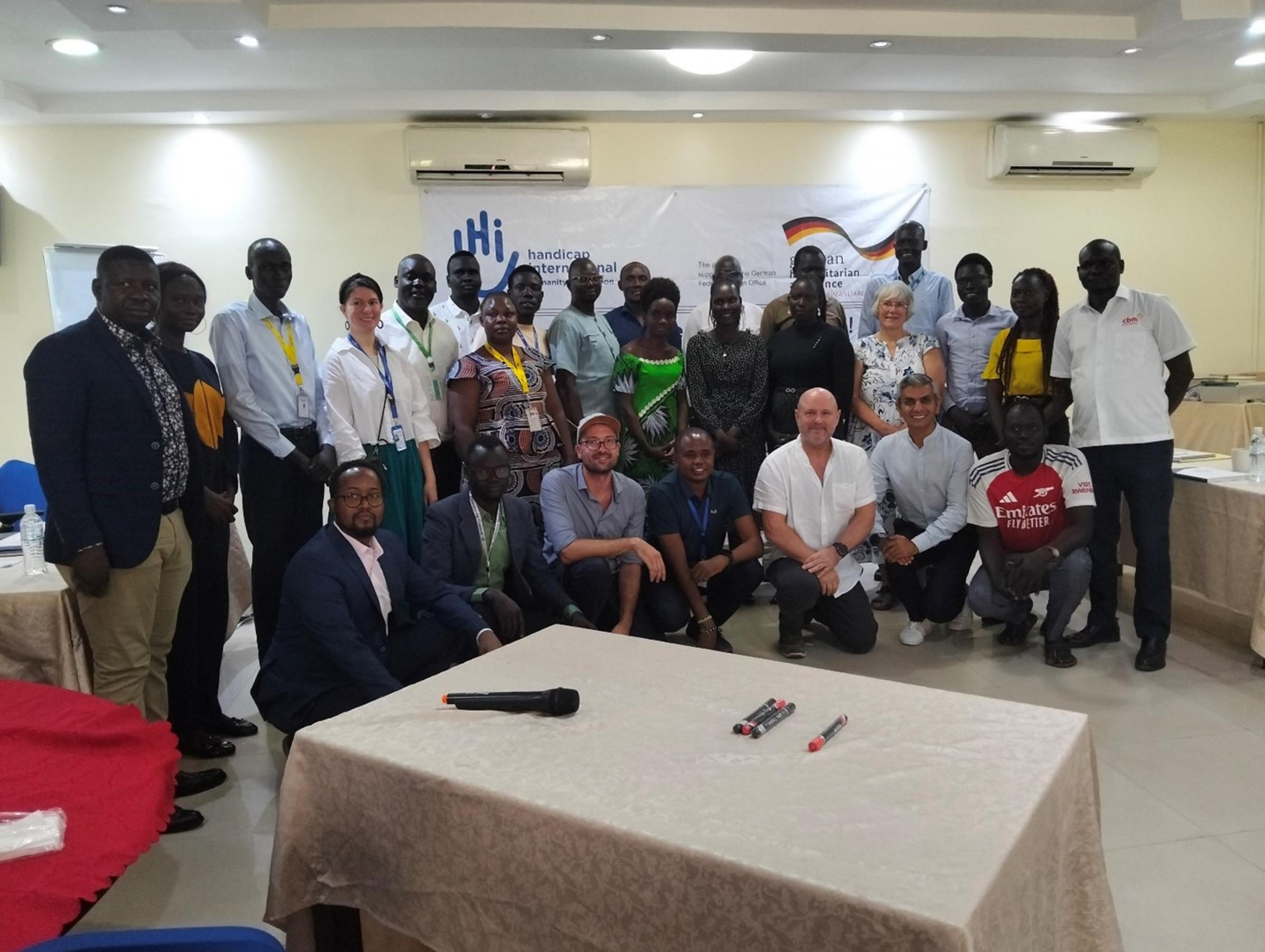 Training Participants pose for group photo during three-day inclusive WASH pilot training at Juba Regency hotel, Juba, South Sudan.