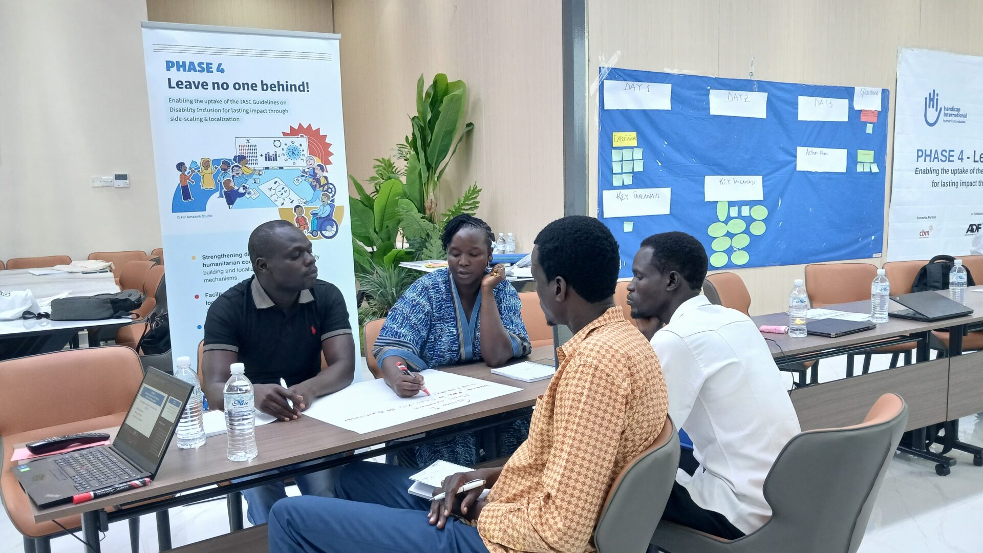 Participants engaged in group work on inclusive project cycle management during the inclusive Food Security Training to FSL partners at the Glory Regency hotel 18th August 2026, Juba