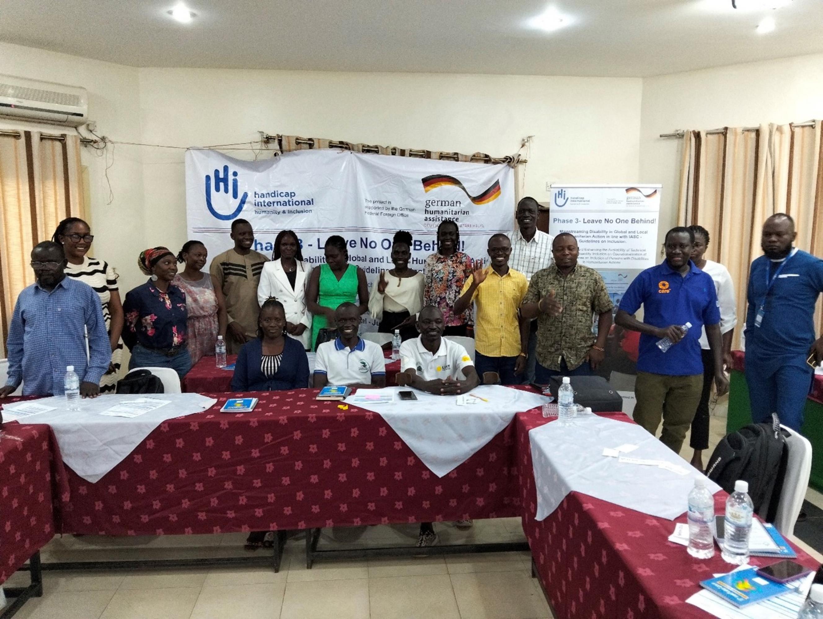 Participants pose for group photo during three-day joint RAAL-lab training with protection cluster partners and Organization of Persons with Disabilities.