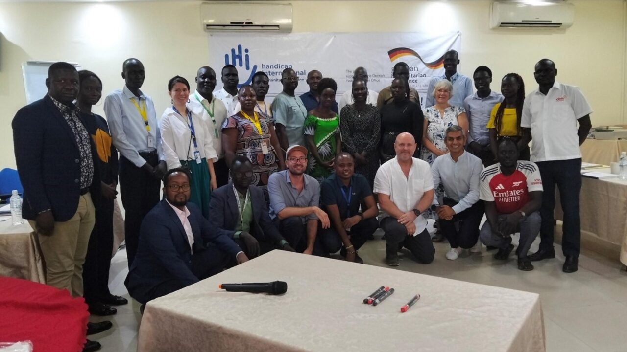 Training Participants pose for group photo during three-day inclusive WASH pilot training at Juba Regency hotel, Juba, South Sudan.